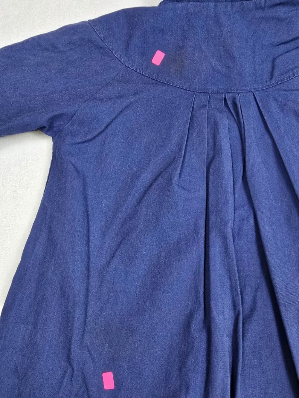London Fog Girls 10 Hooded Navy Blue Coat Faux Fur Interior FLAWED - Picture 6 of 10